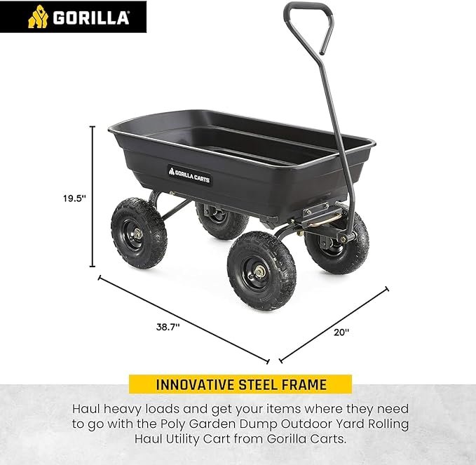 Gorilla Carts Poly Garden Dump Cart