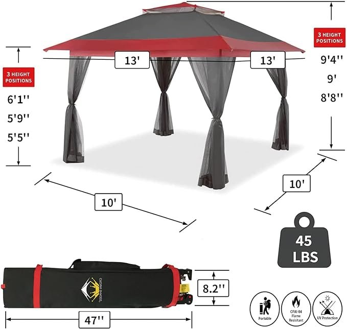 CROWN SHADES 13x13 Pop Up Gazebo