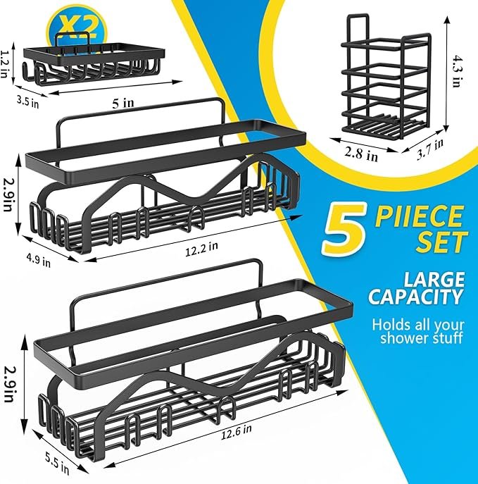 Coraje Shower Caddy, Shower Shelves [5-Pack]