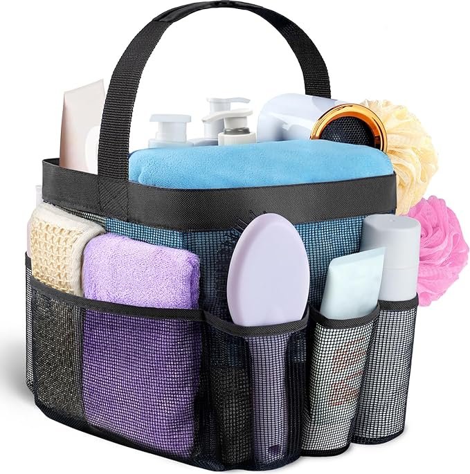 Mesh Shower Caddy Portable for College Dorm Room Essentials with 8 Pockets